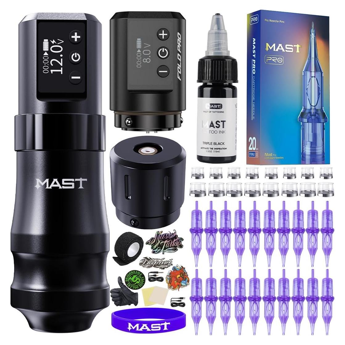 Kit de Tatuaje Mini Mast - Máquina Sin Cable 3.6mm, 20 Agujas