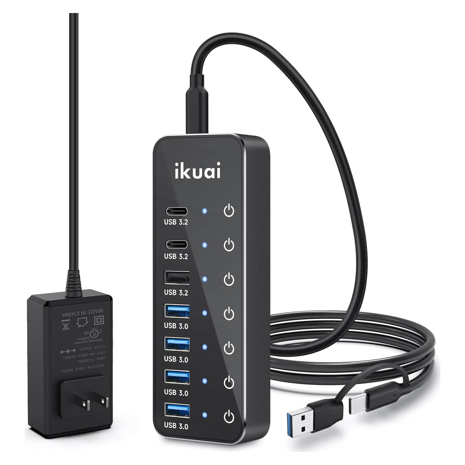 Hub USB Alimentado ikuai 7 Puertos 3.2 10Gbps USB-C y USB-A