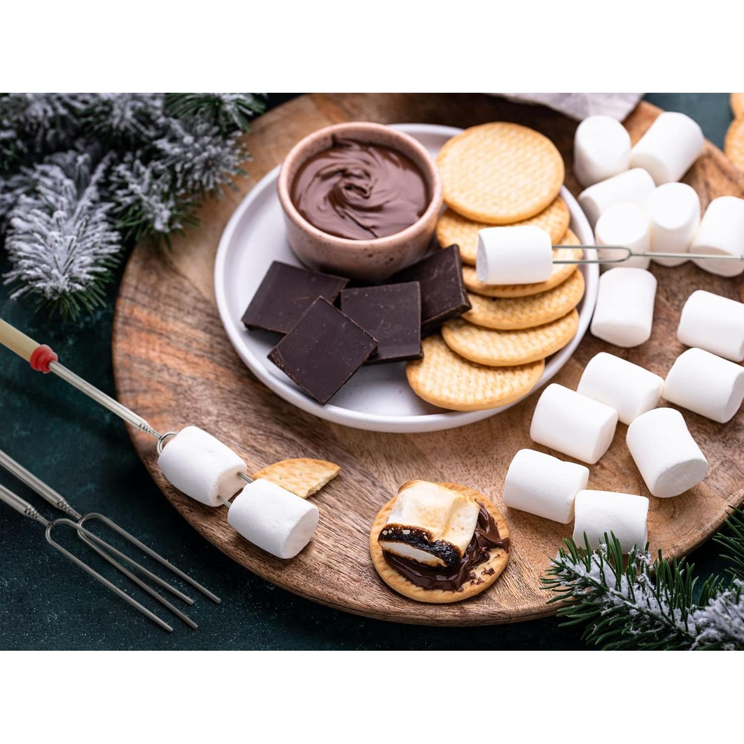 Zulay Sturdy Marshmallow Sticks for Fire Pit Extra Long - Great Smores Sticks Smores Kit for Fire Pit - Marshmallow Roasting Skewers - Hot Dog Fork Bonfire Glamping Camping Accessory 32" Value 4 Pack