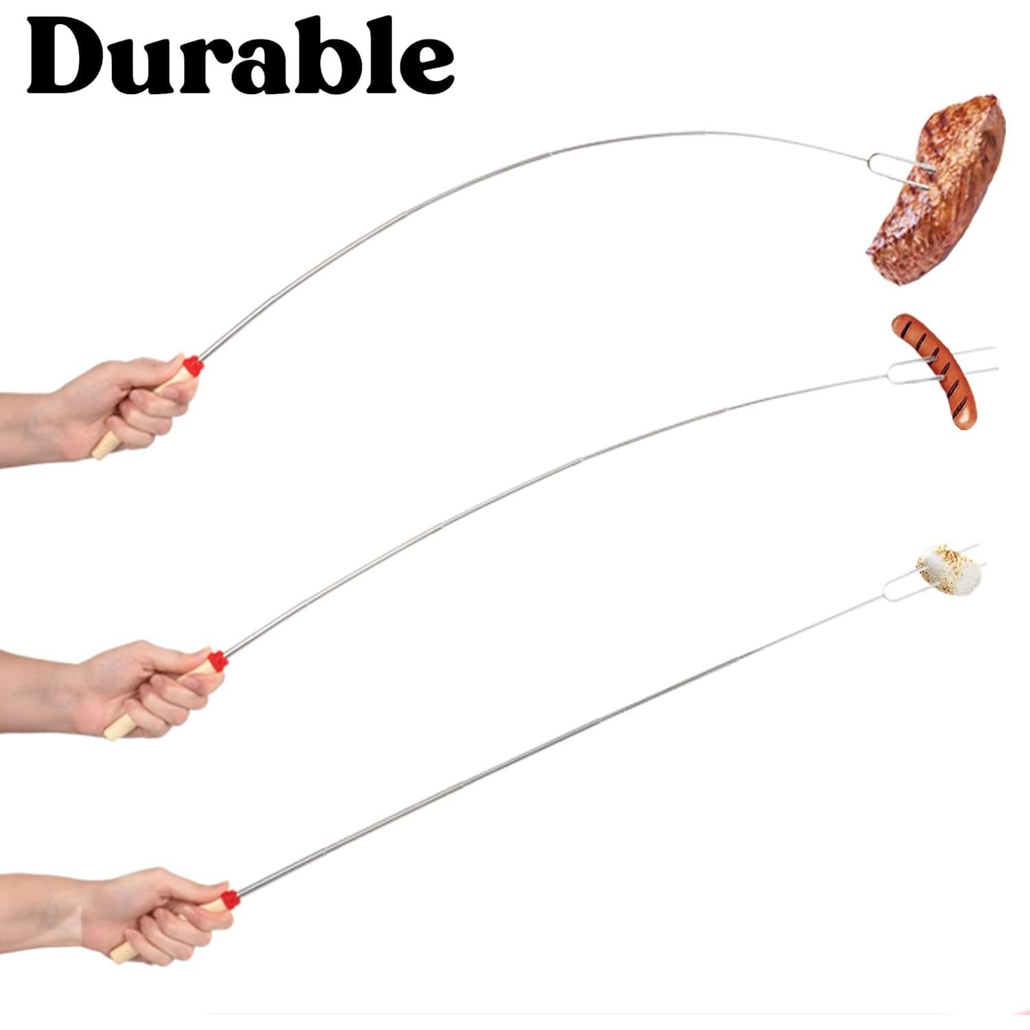 Zulay Sturdy Marshmallow Sticks for Fire Pit Extra Long - Great Smores Sticks Smores Kit for Fire Pit - Marshmallow Roasting Skewers - Hot Dog Fork Bonfire Glamping Camping Accessory 32" Value 4 Pack