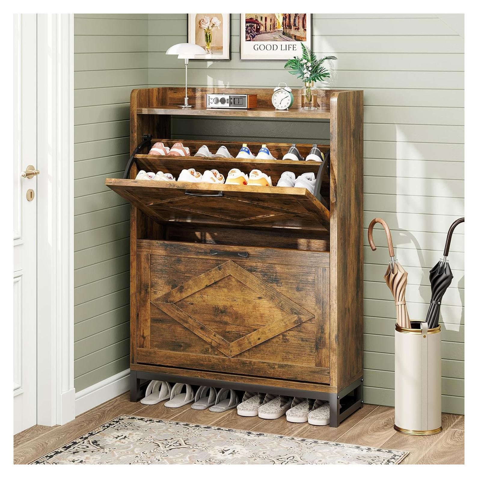 Armario para zapatos GRUSIGN XG-SD Marrón 4 estantes ajustables