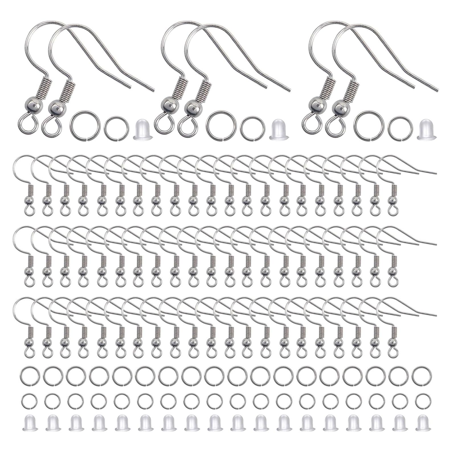 Kit de Ganchos de Aretes TOAOB 300pcs Acero Inoxidable Plata