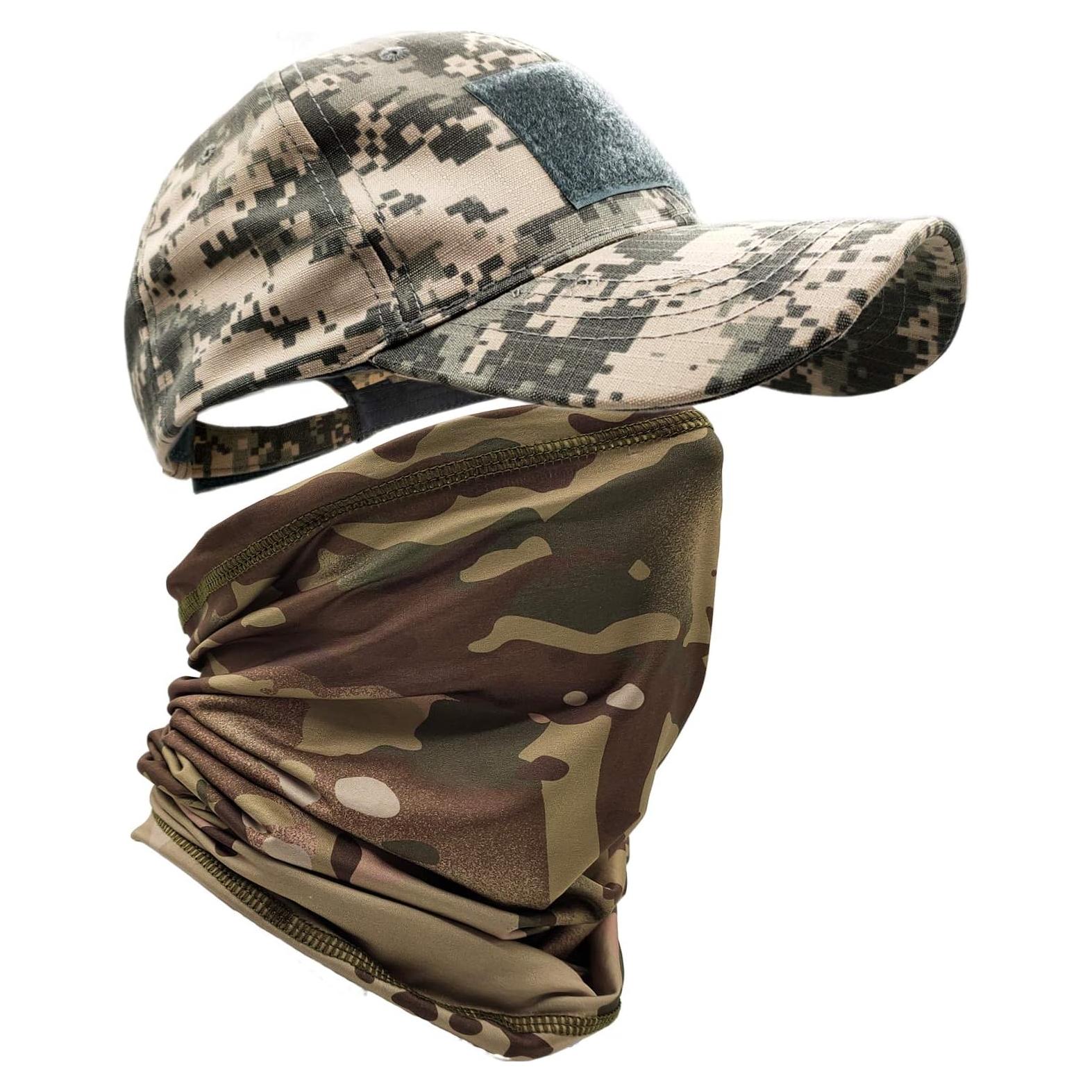 Conjunto Gorra Camo y Gaiter de Cuello UV Táctico Unisex
