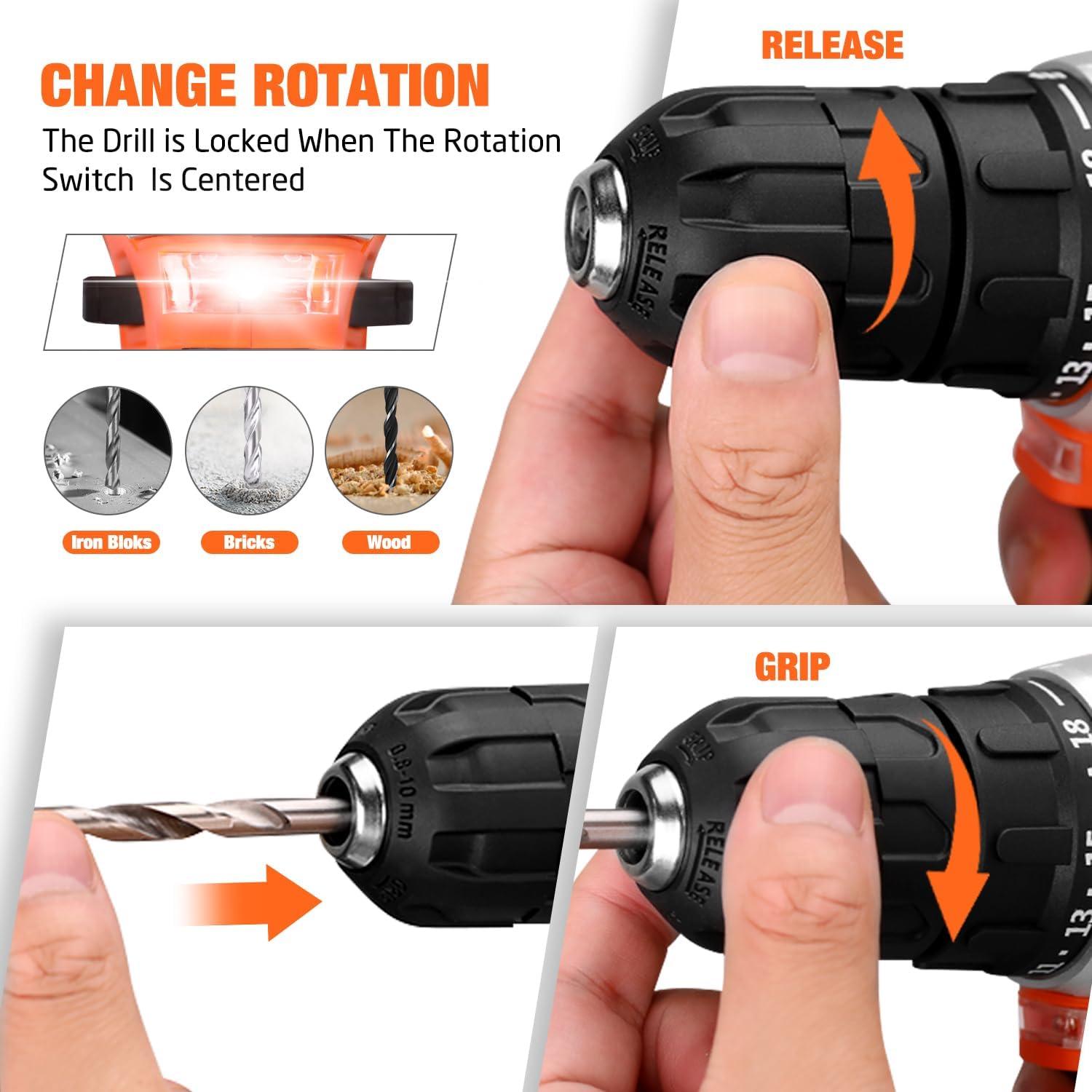 Juego de Herramientas 255 Piezas YingQu con Taladro 12V