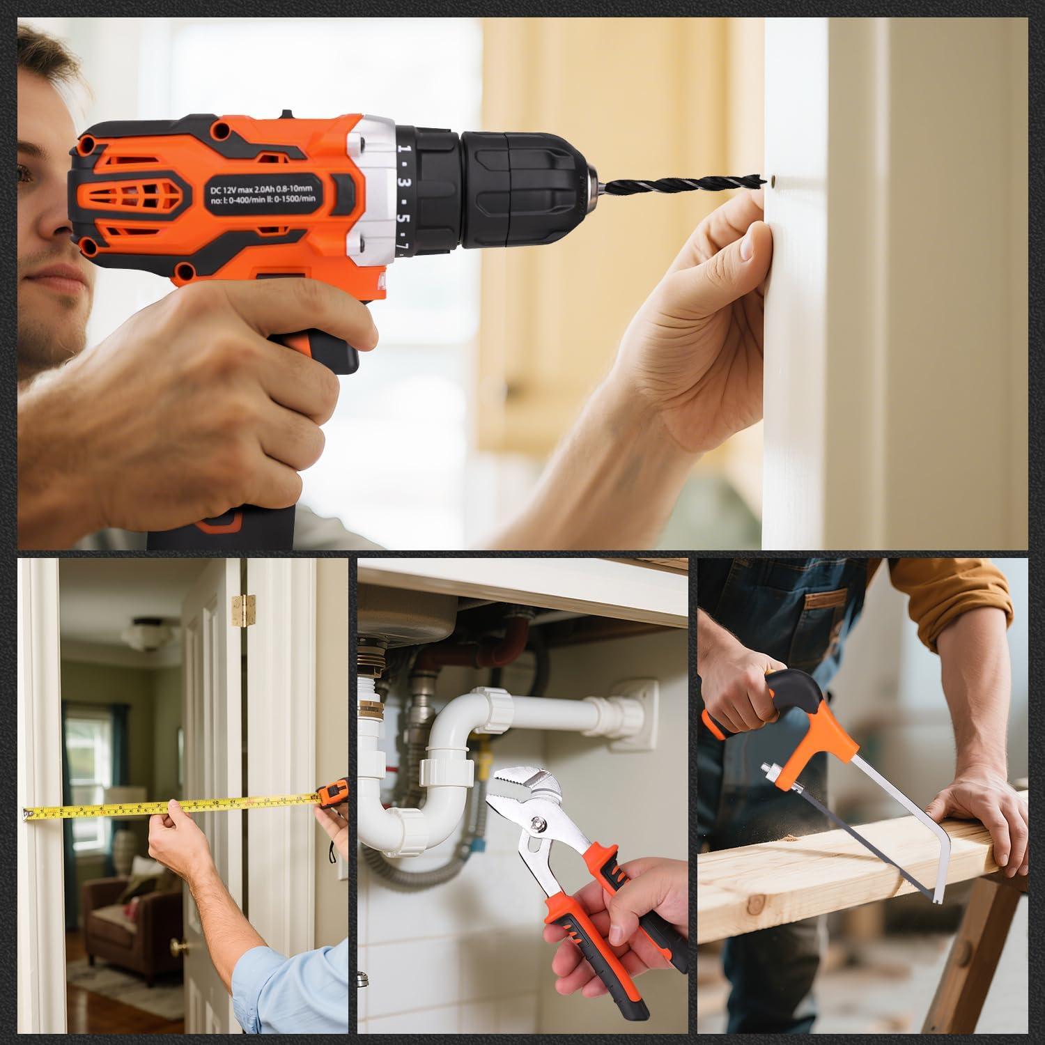 Juego de Herramientas 255 Piezas YingQu con Taladro 12V