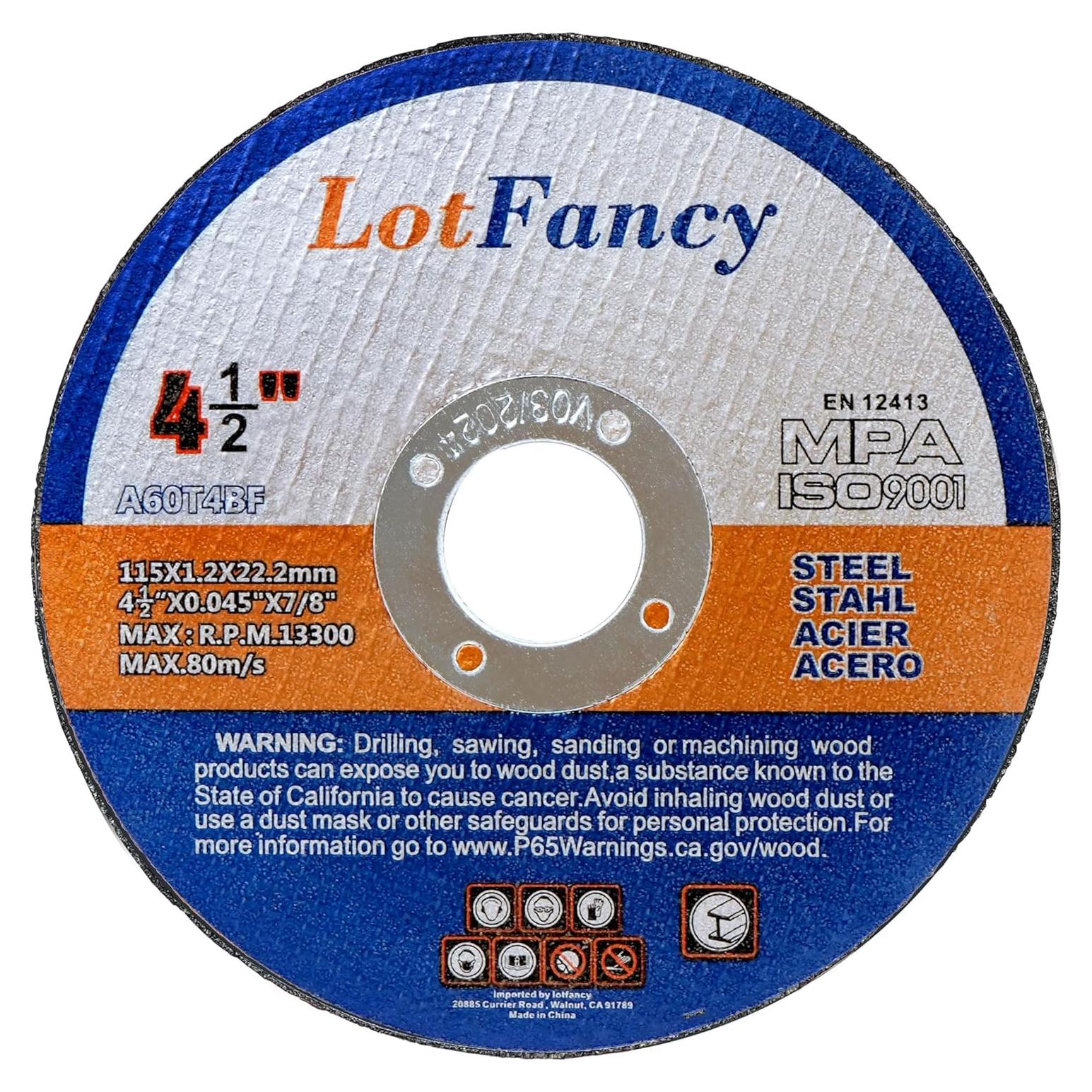 Discos de Corte LotFancy 4.5" para Metal y Acero Inoxidable - Paquete de 10