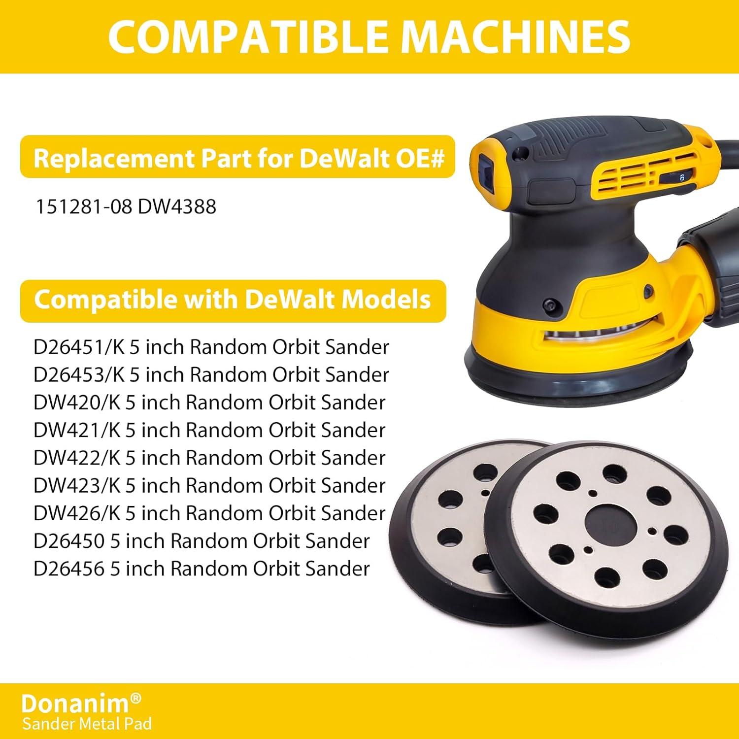 Paquete de 2 almohadillas de lijado Dewalt 5" metal 8 agujeros