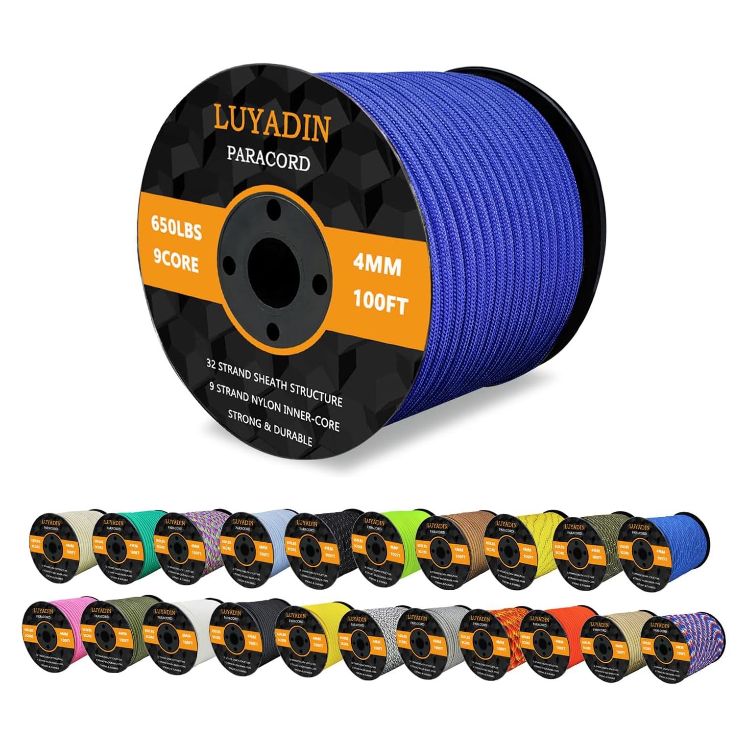 Cuerda Paracord 650lb LUYADIN 30.48m Nylon Azul 4mm