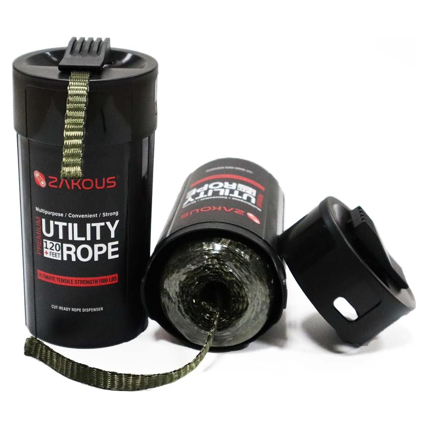 Canasta de Cuerda Zakous 36m Nylon Verde Oliva 1100lb Resistencia