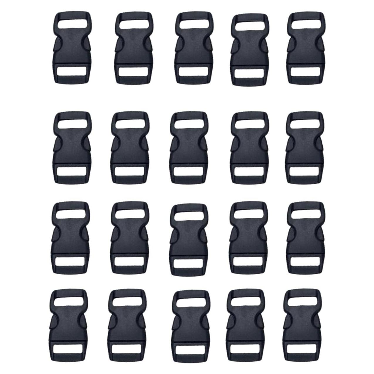 Paquete de 20 hebillas de plástico negro Luvilly 2.79 cm