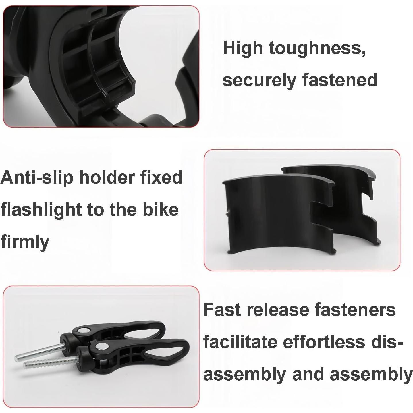 Soporte para Linterna Vonpri Negro 360° Ajustable para Bicicleta