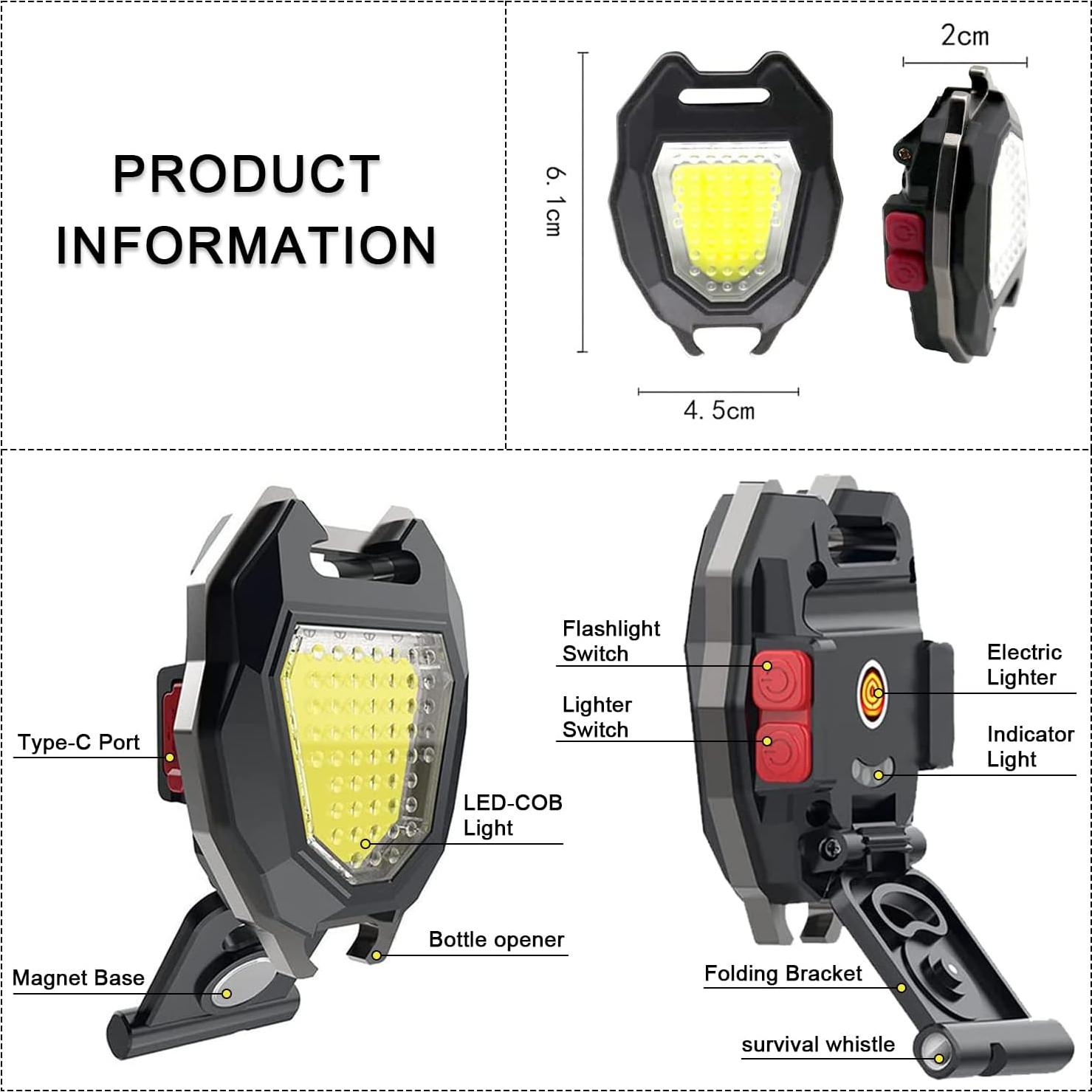 Linterna de Llavero MAKDAK COB 1200 Lúmenes 2 Pack
