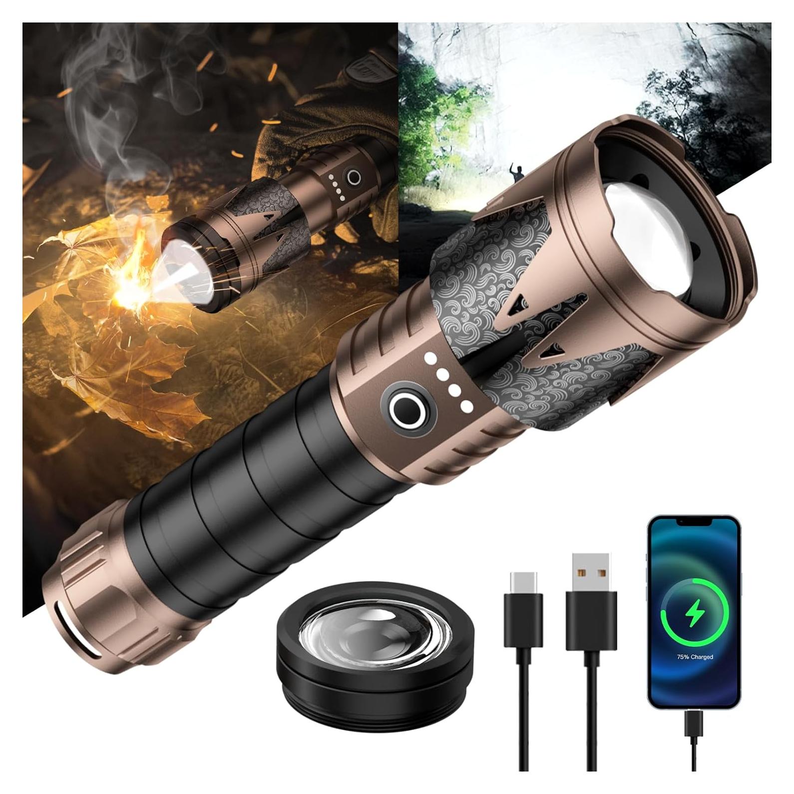 Linterna LED SKYFIRE 2000J Zoomable 5000mAh Impermeable