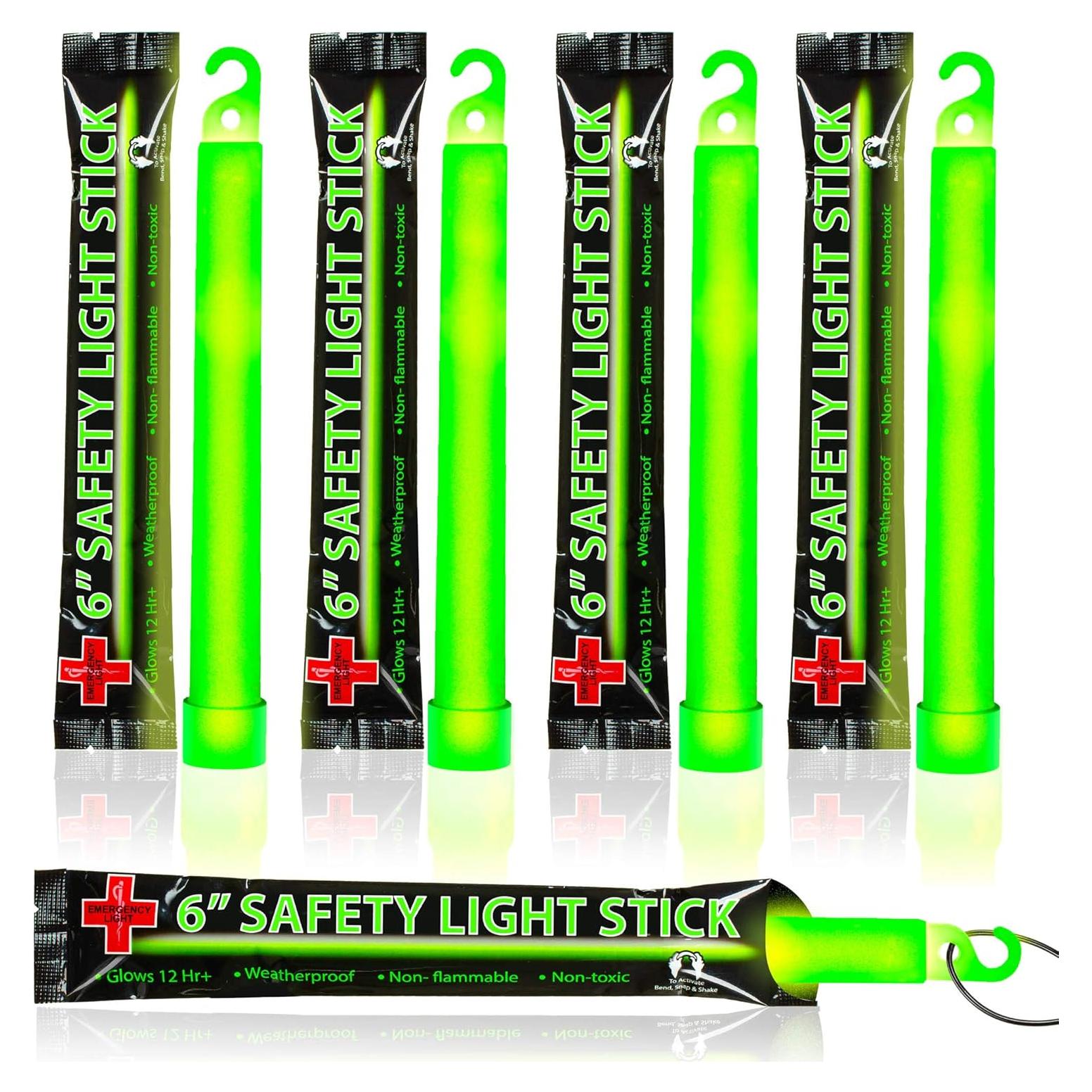 25 Palos de Luz Verde HSGUS - 15.24 cm - 12 Horas de Brillo