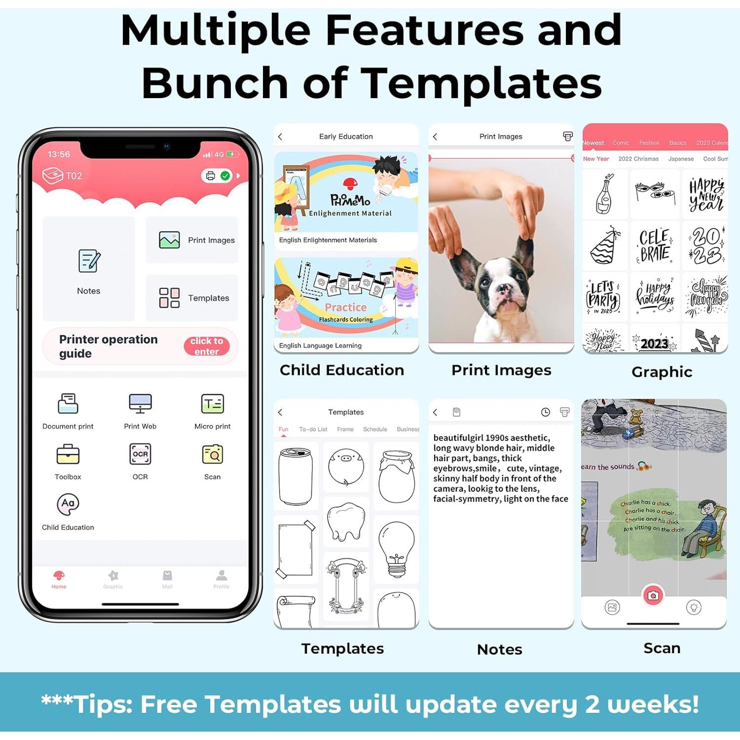 Impresora Portátil Omezizy T02 Bluetooth con 3 Rollos