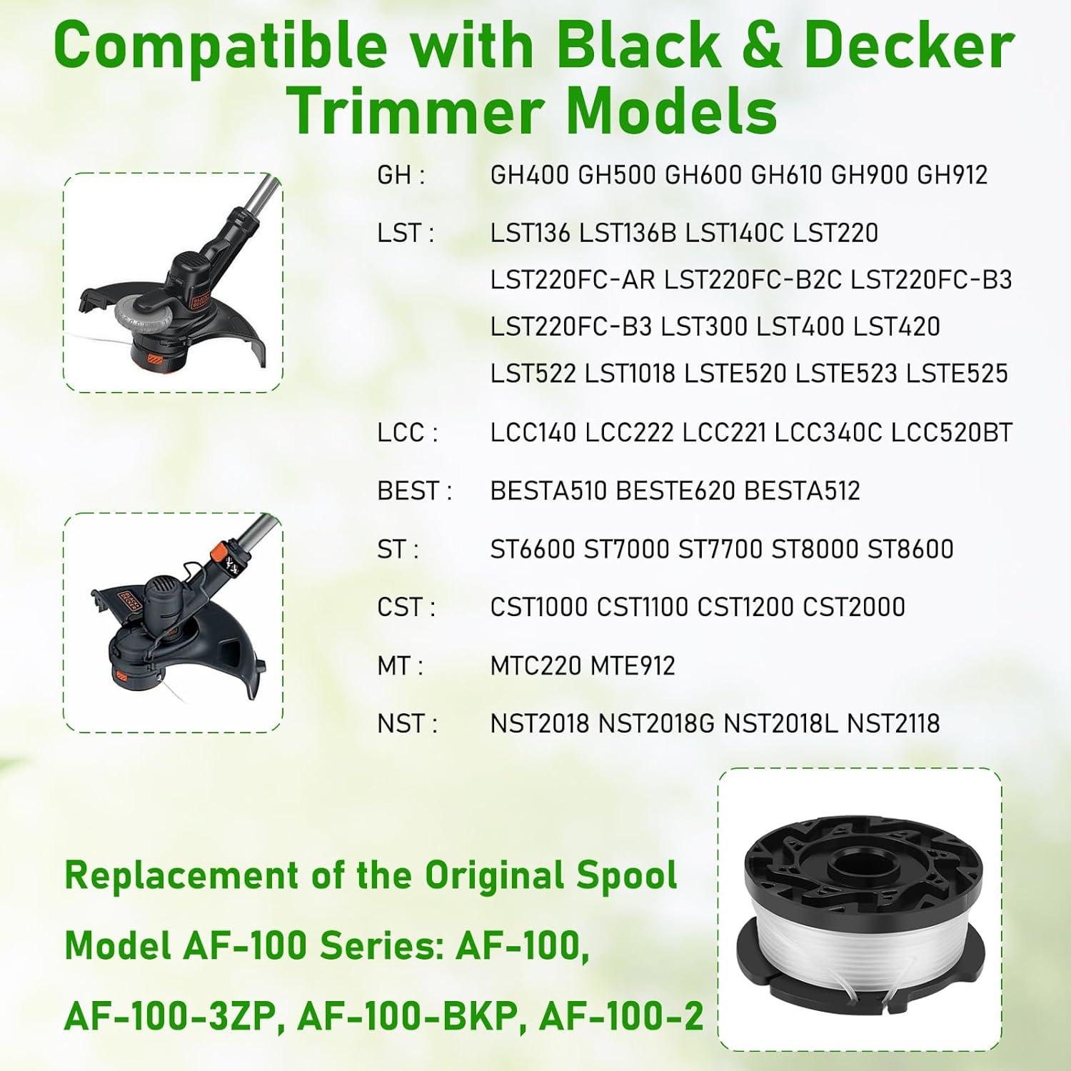 Paquete de 10 Carretes Reemplazo Black+Decker AF-100 9.14m 1.65mm