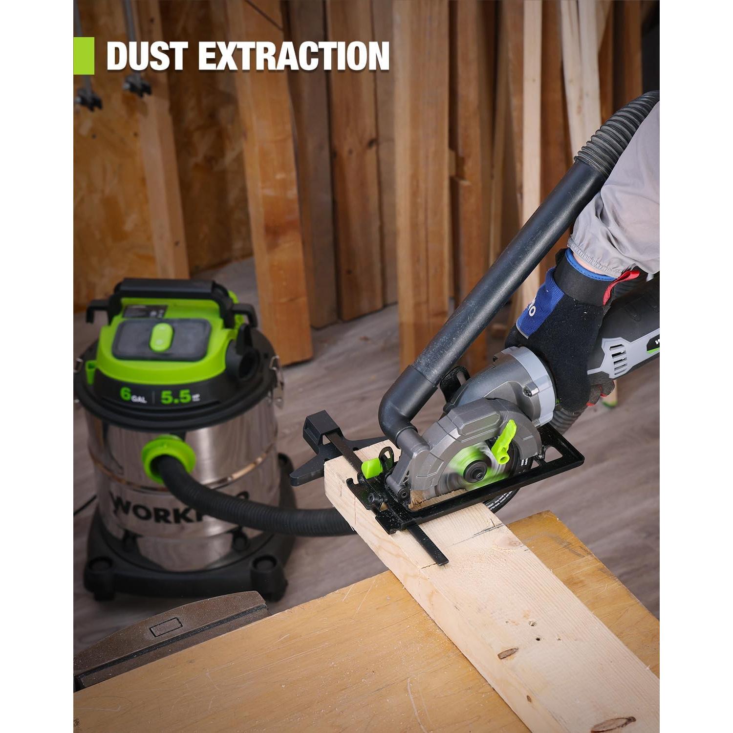 WORKPRO 5.8Amp 3500RPM Circular Saw with Parallel Guide, Maximum Cutting Depth 1-11/16?(90°),1-1/8?(45°), Compact Circular Saw with Three 4-1/2" Blades for Wood, PVC, Tile, Cement Block