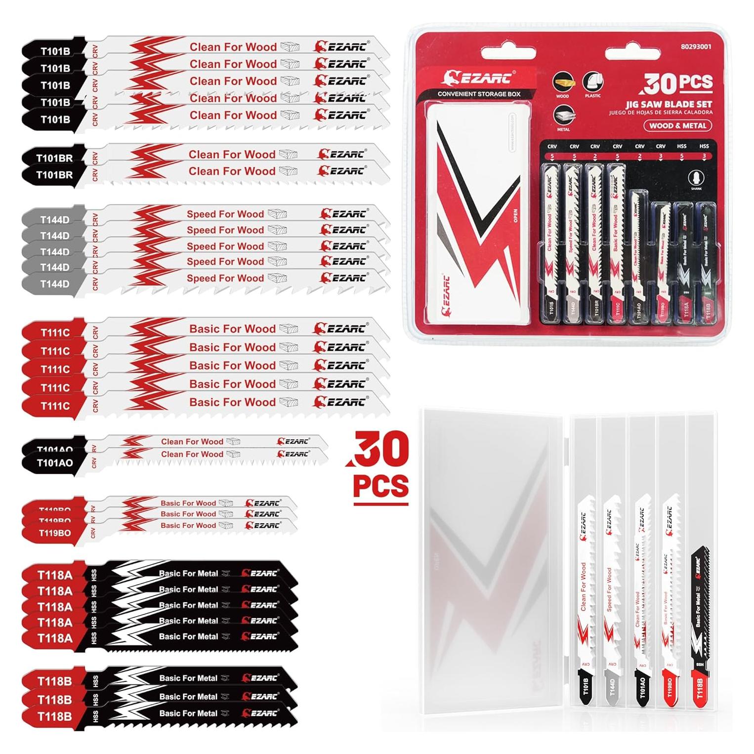 Juego de Hojas de Sierra de Calar EZARC 30 Piezas con Estuche