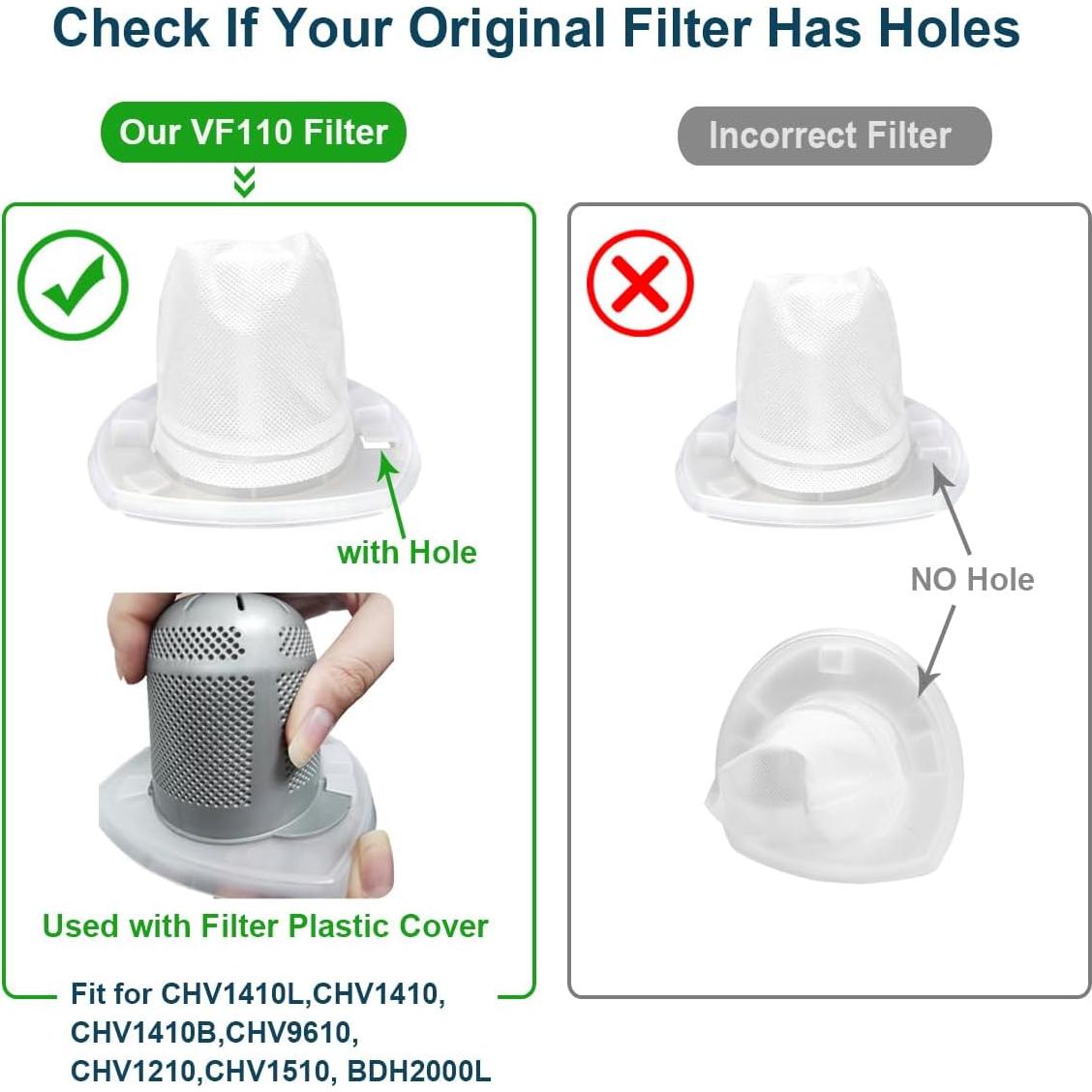 Paquete de 5 Filtros de Reemplazo CuLety VF110 para Aspiradora Black & Decker