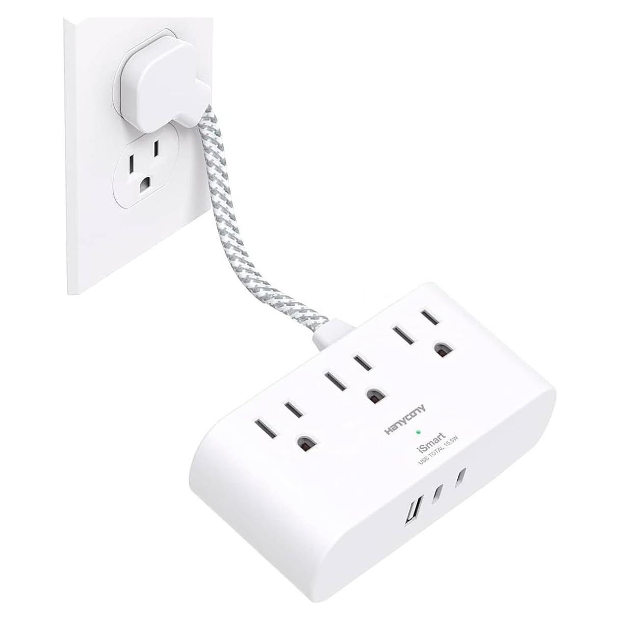 Regleta de Enchufe HANYCONY 3 Salidas 3 USB C 30.48 cm