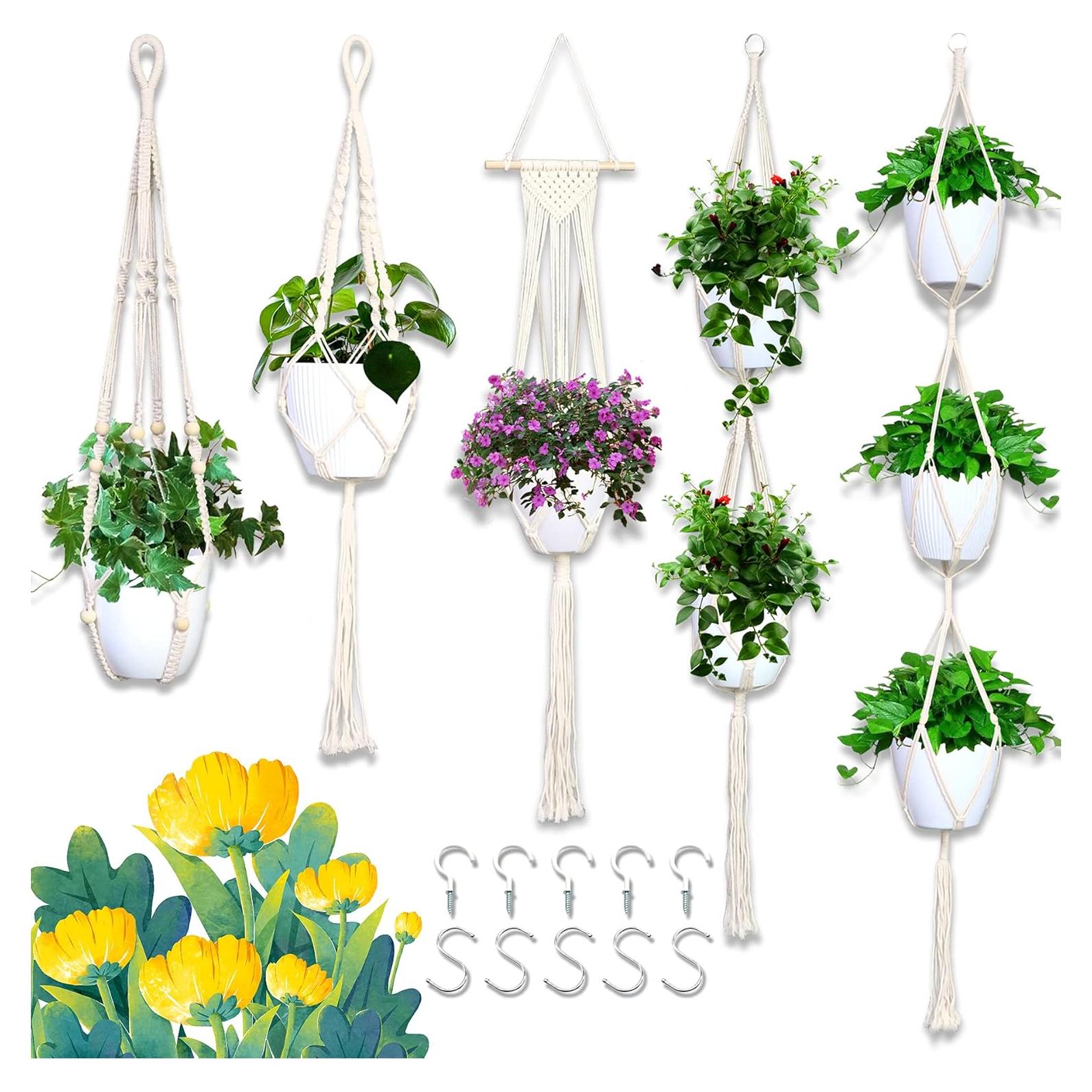 Colgador de Plantas de Macramé IGaiety 5 Pcs Algodón 5.4 kg