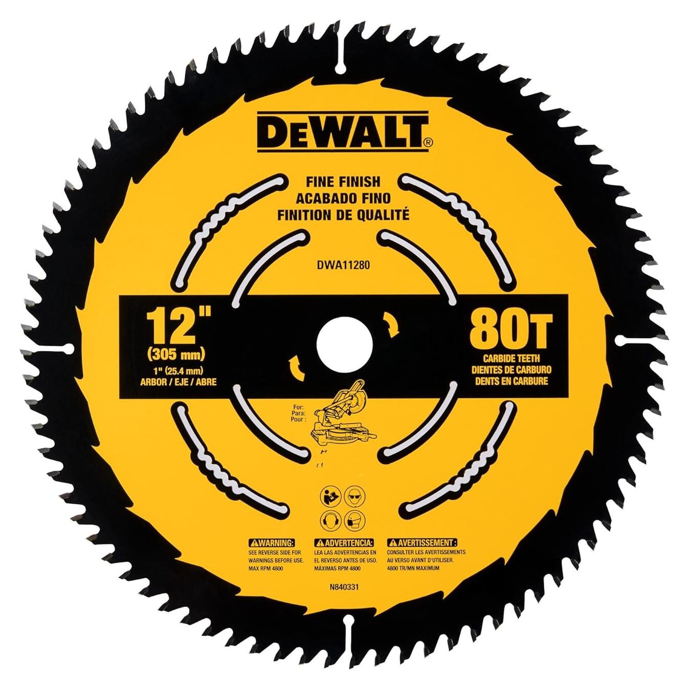 Hoja de Sierra Circular DEWALT 30.48 cm 80T Acabado Fino DWA11280