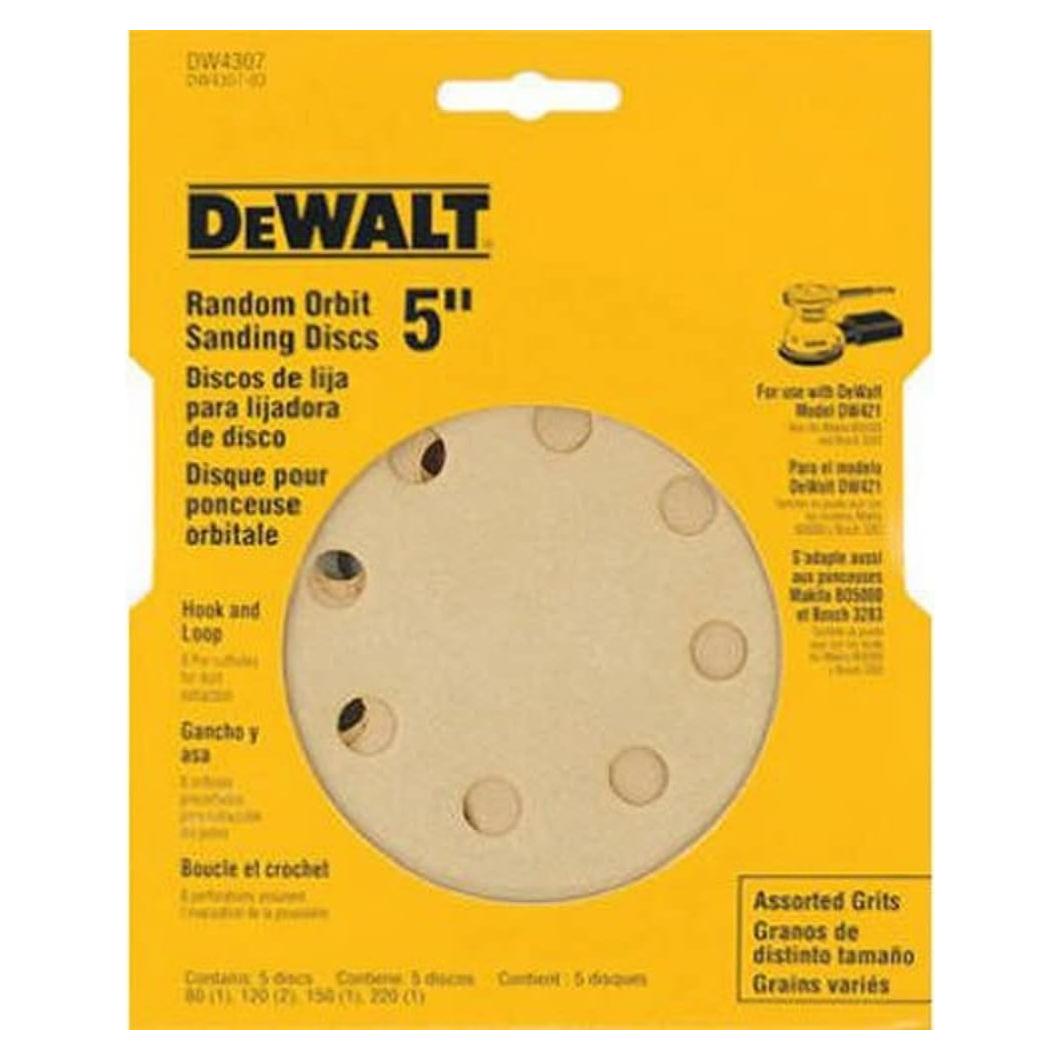 Papel de Lija DEWALT DW4307 5" Grano 120 (Paquete de 5)