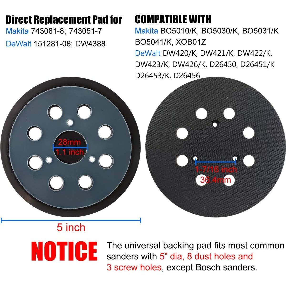 Pad de Reemplazo 5" para Lijadora Orbital DeWalt y Makita