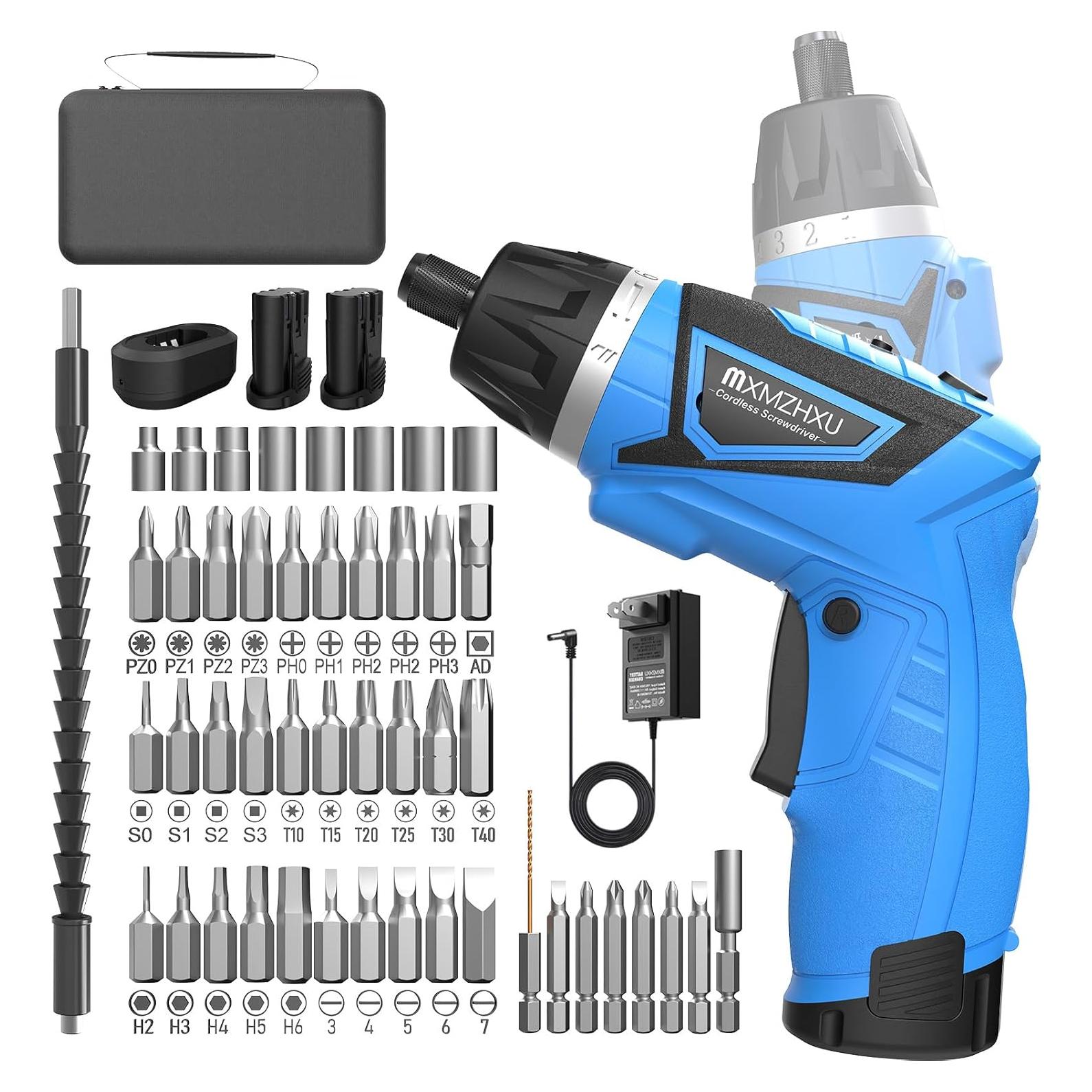 Destornillador Eléctrico Inalámbrico MXMZHXU 8V 10Nm 47 Piezas