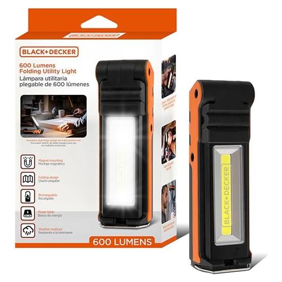 Luz Utilitaria Plegable BLACK+DECKER 600LM Recargable USB