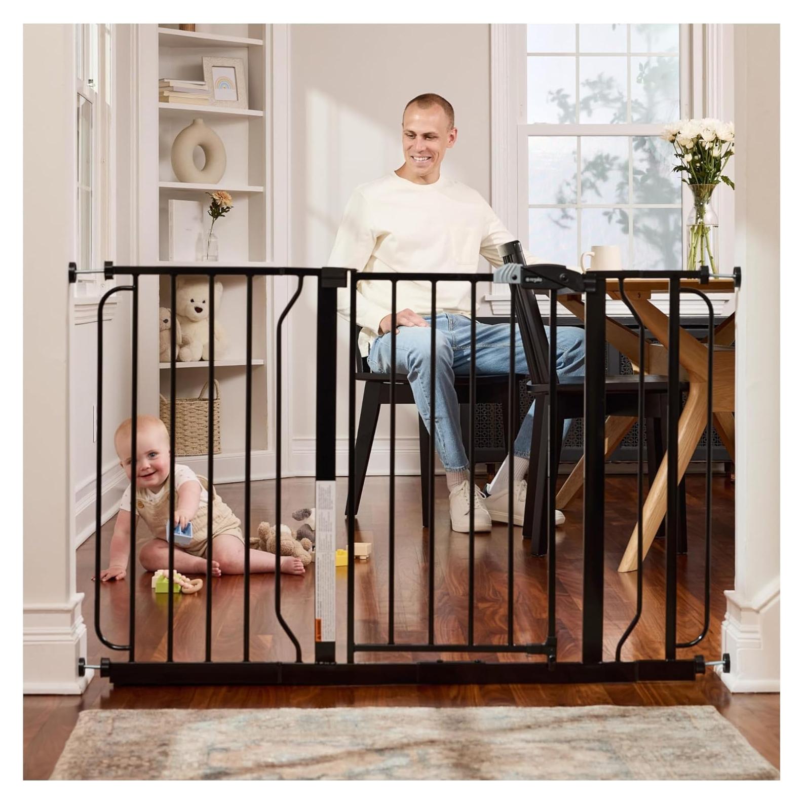 Puerta para Bebés Extra Ancha Regalo Easy Step 73-124 cm Negro