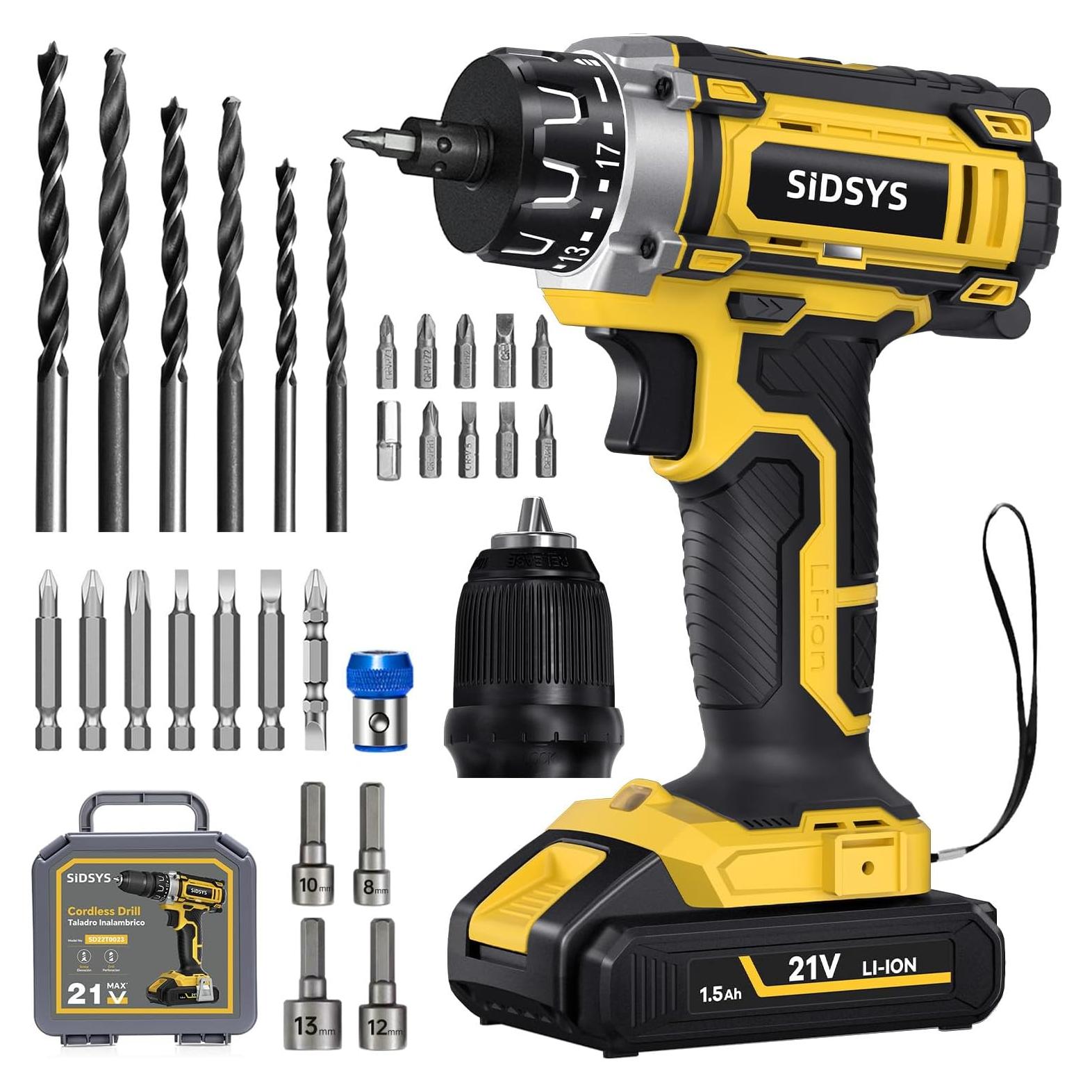 Taladro Eléctrico Inalámbrico SIDSYS 21V con Luz LED y 2 Velocidades