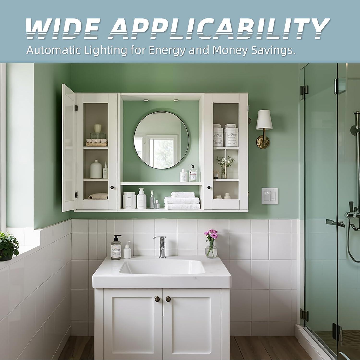 Interruptor de Luz con Sensor de Movimiento ECOELER, Blanco, 11.5x4cm