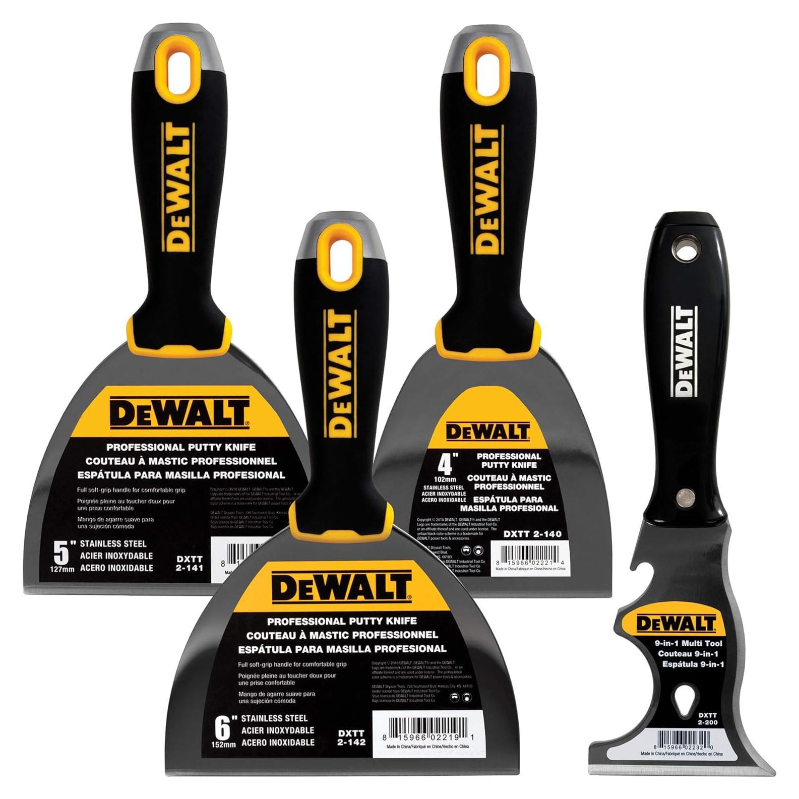 Cuchillos de Masilla DEWALT Acero Inoxidable 3 Piezas + Multitool
