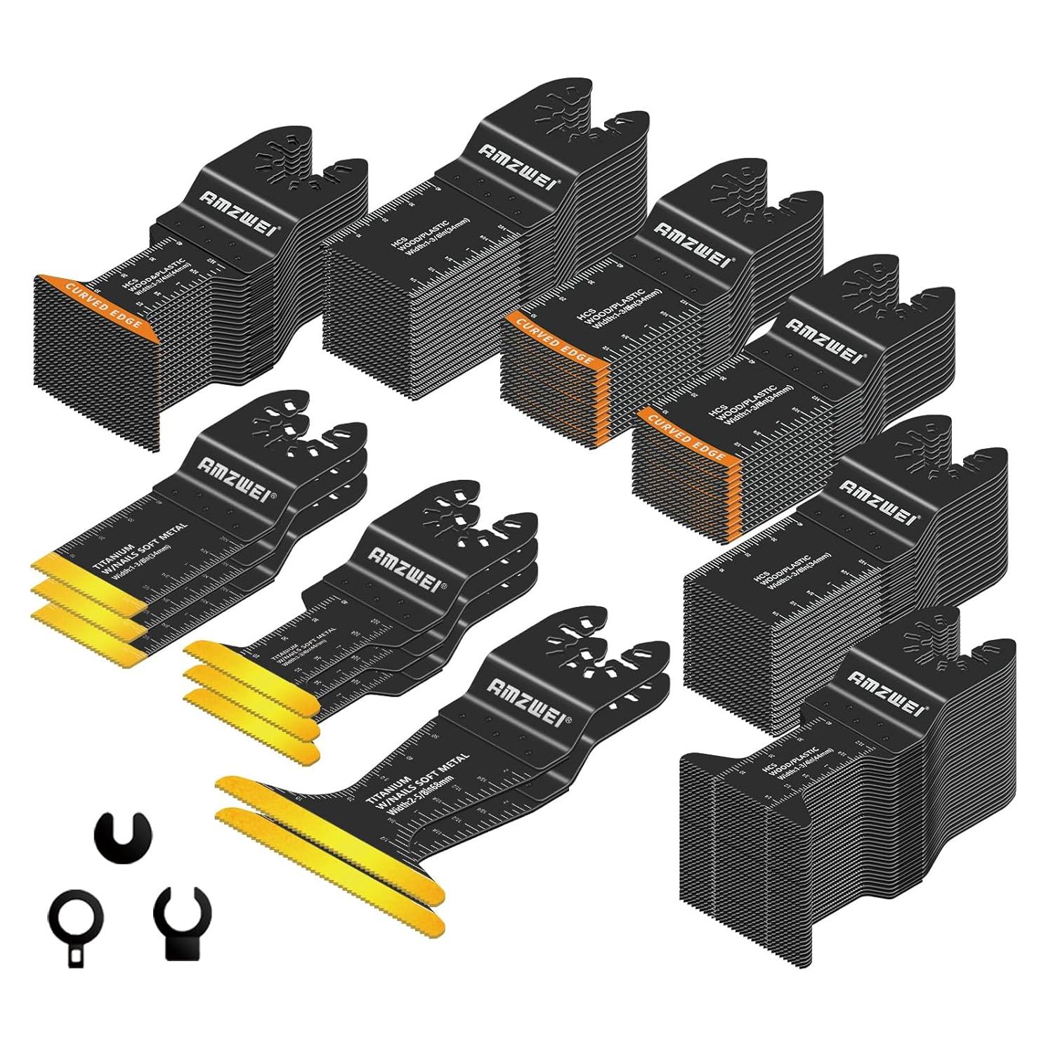 Kit de Hojas Oscilantes 118 Piezas AMZWEI para Corte Metal y Madera