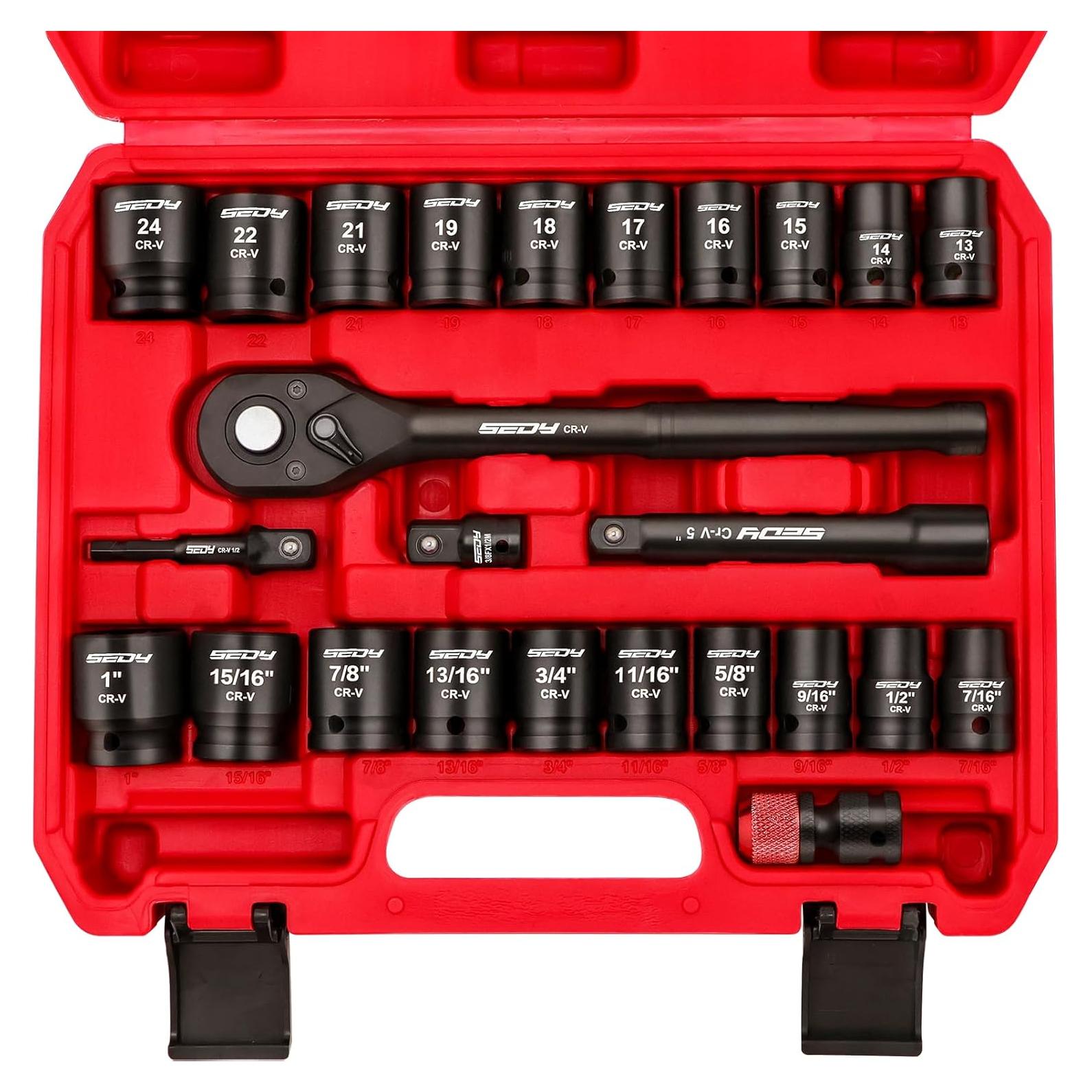 Juego de Llave de Vaso de Impacto SEDY 25 Piezas 1/2"