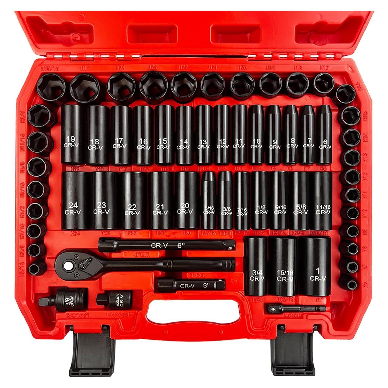 Juego de Enchufes de Impacto 64pcs EACELIY 6-24mm