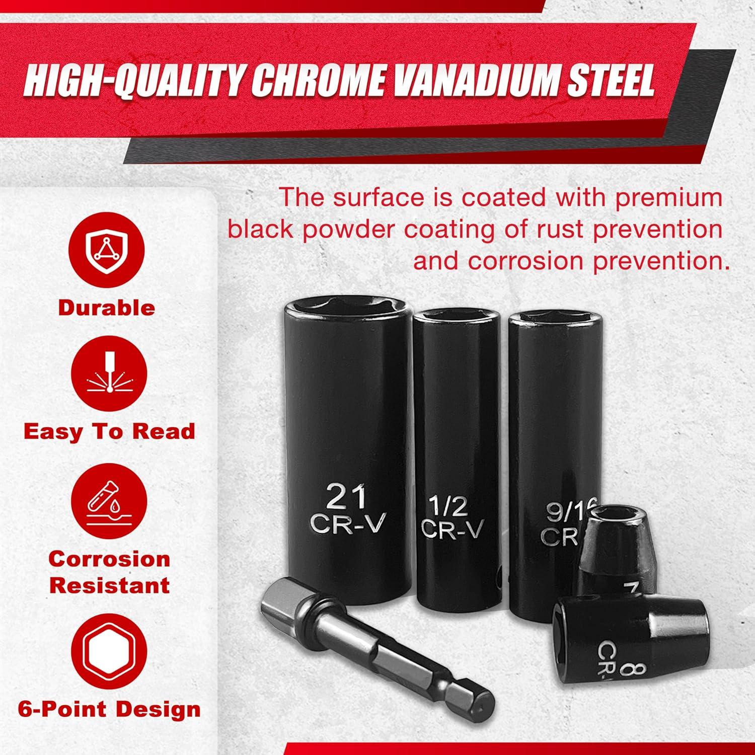 Juego de Enchufes de Impacto 64pcs EACELIY 6-24mm