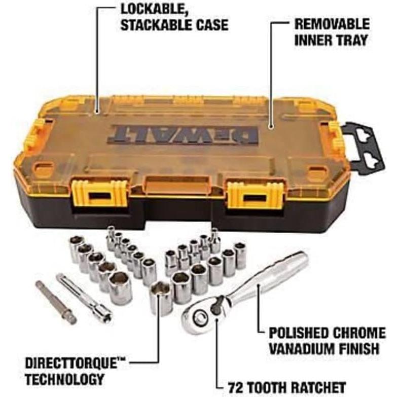 Juego de Enchufes DEWALT 25 Piezas SAE y Métrico DWMT73805