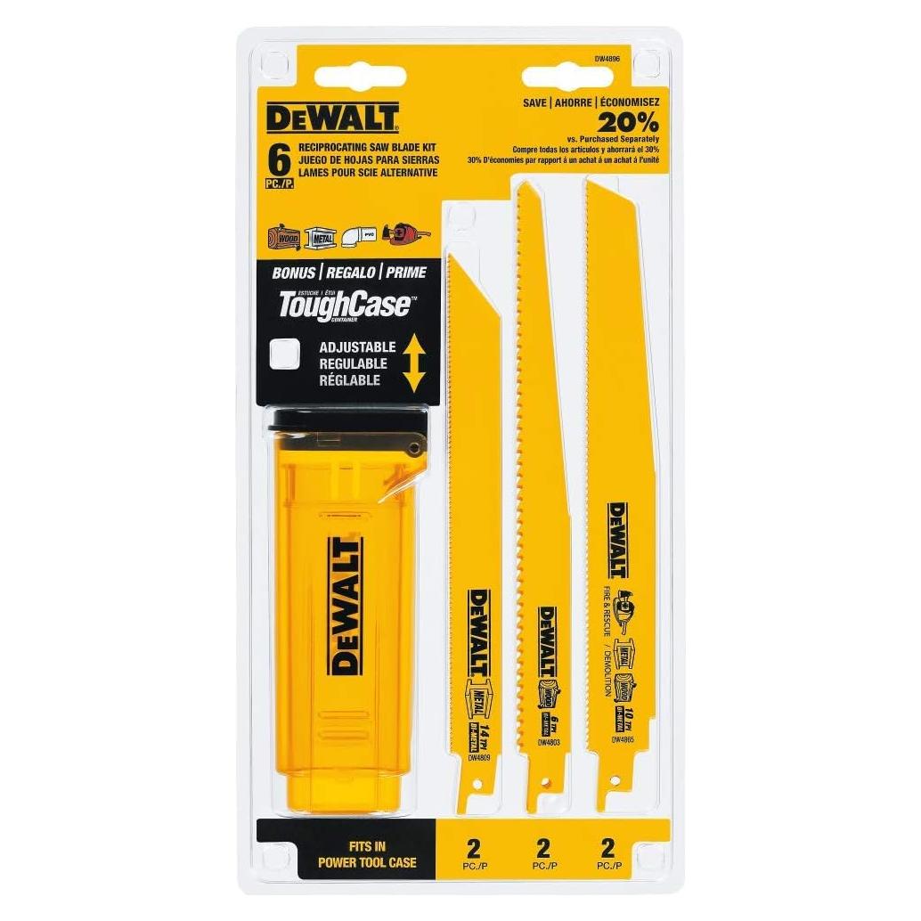 Juego de Sierras de Reciprocación DEWALT DW4896 - 6 Piezas