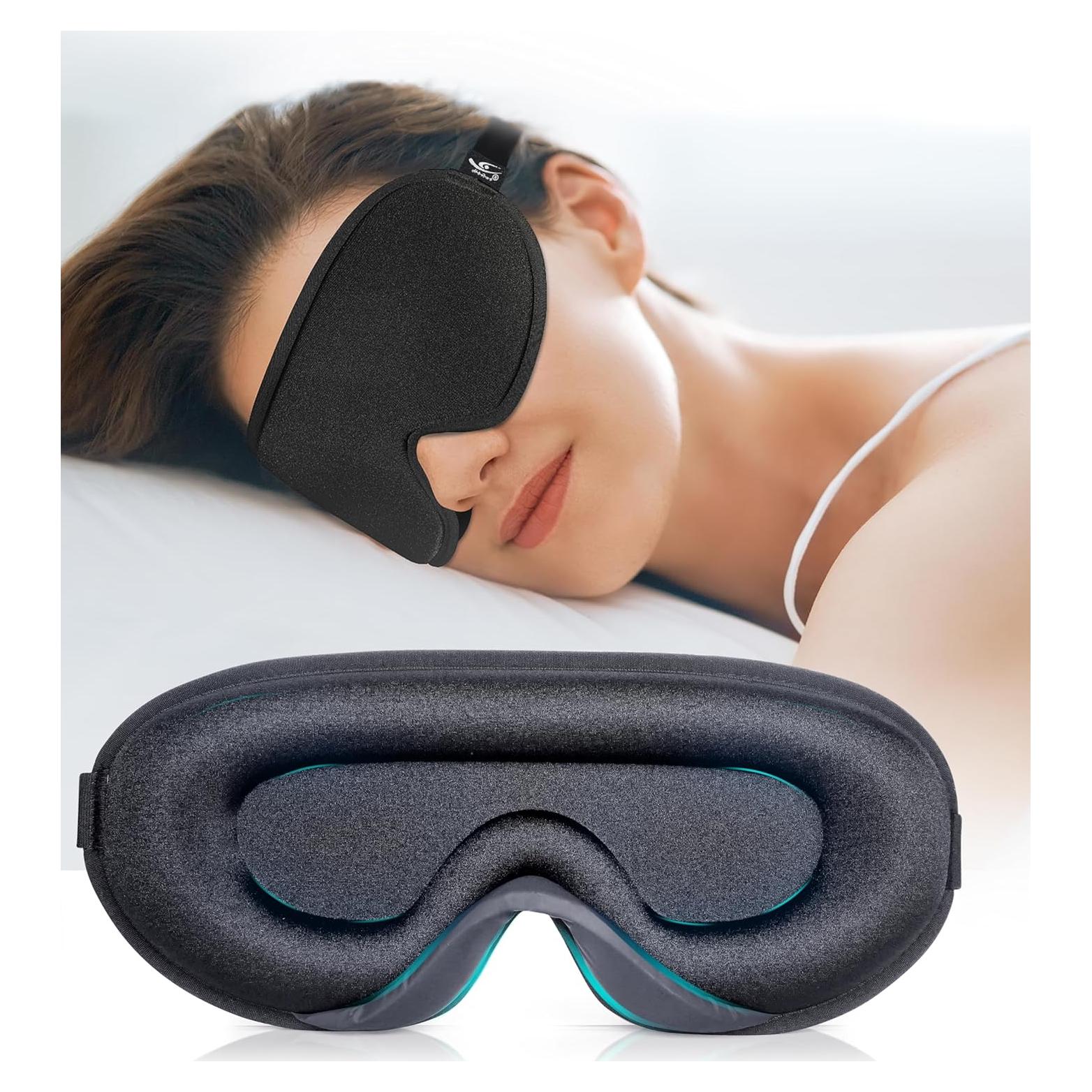 Máscara de Sueño HiRui 3D Ajustable para Bloquear Luz - Negro