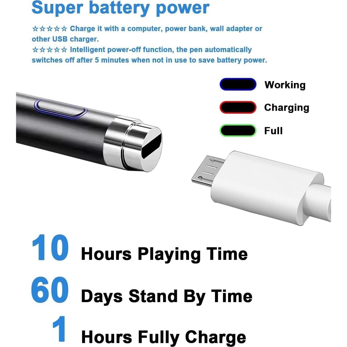 Lápiz Stylus DOGAIN para Pantalla Táctil 1.5mm Recargable Negro