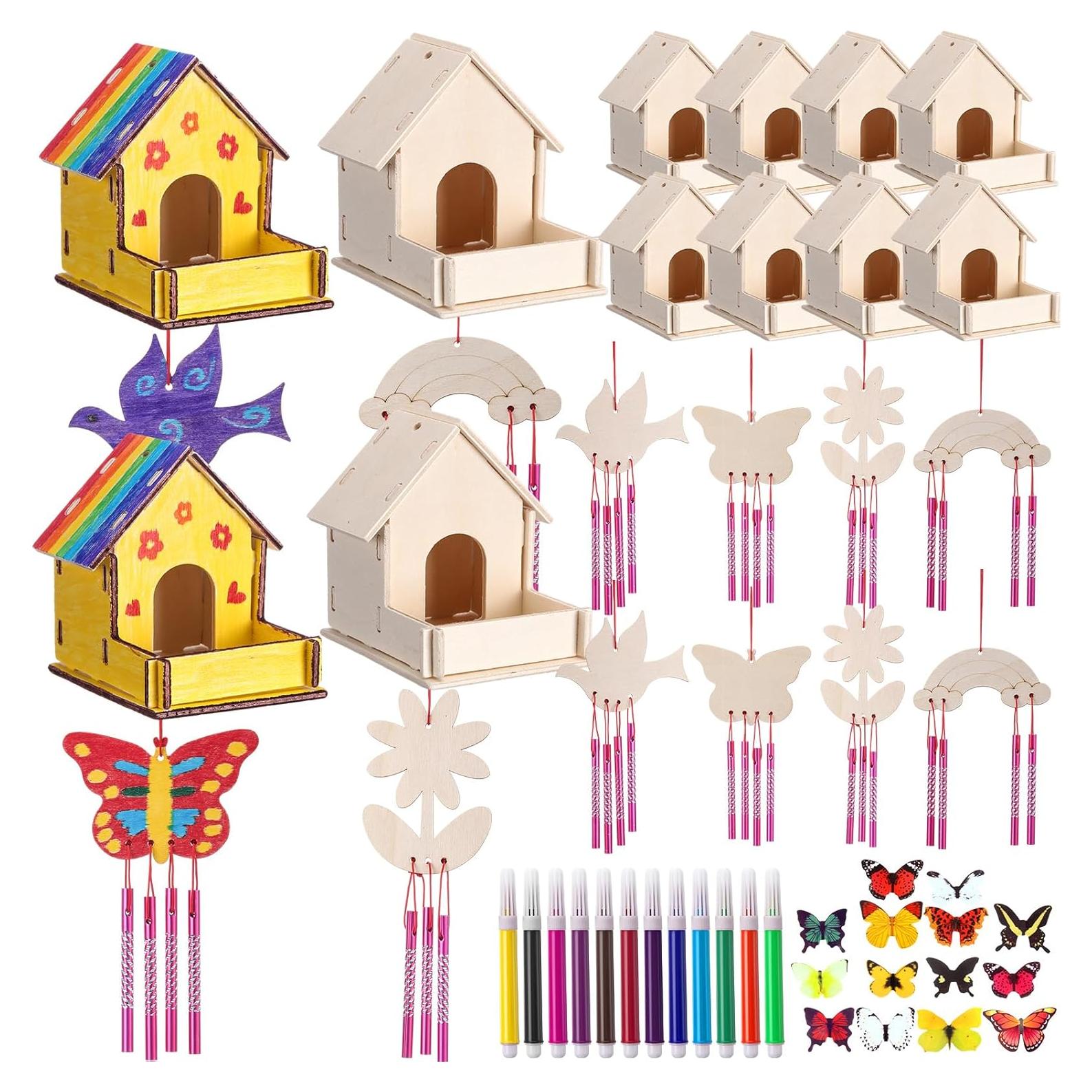 Kit de Manualidades Feifeiya: 12 Casas de Pájaros para Pintar