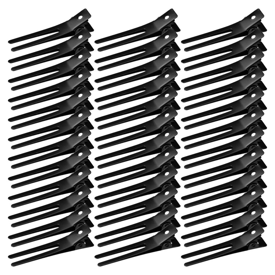 Pinzas de Doble Punta Wobe para Peluquería 50pcs Metal Negro
