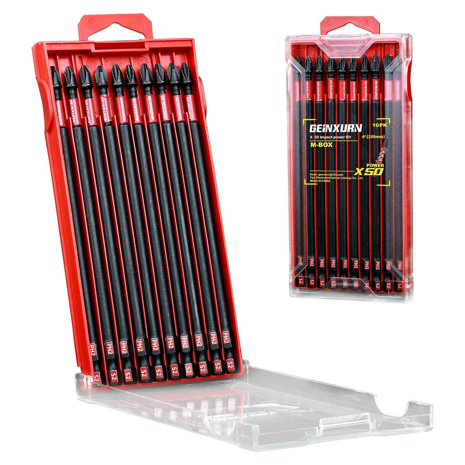 Juego de Puntas Phillips #2 10 Piezas 15.24 cm Acero S2 GEINXURN