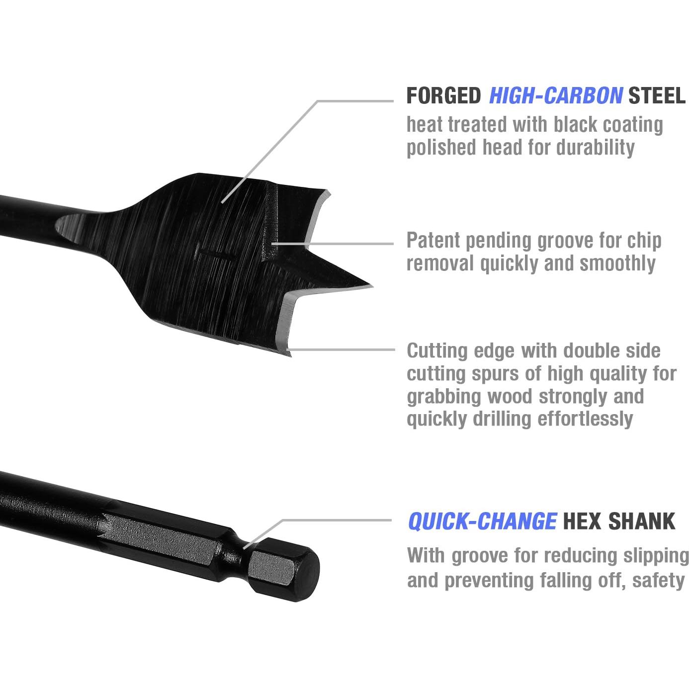 Juego de Brocas de Espada WORKPRO 10 Piezas Acero Carbono