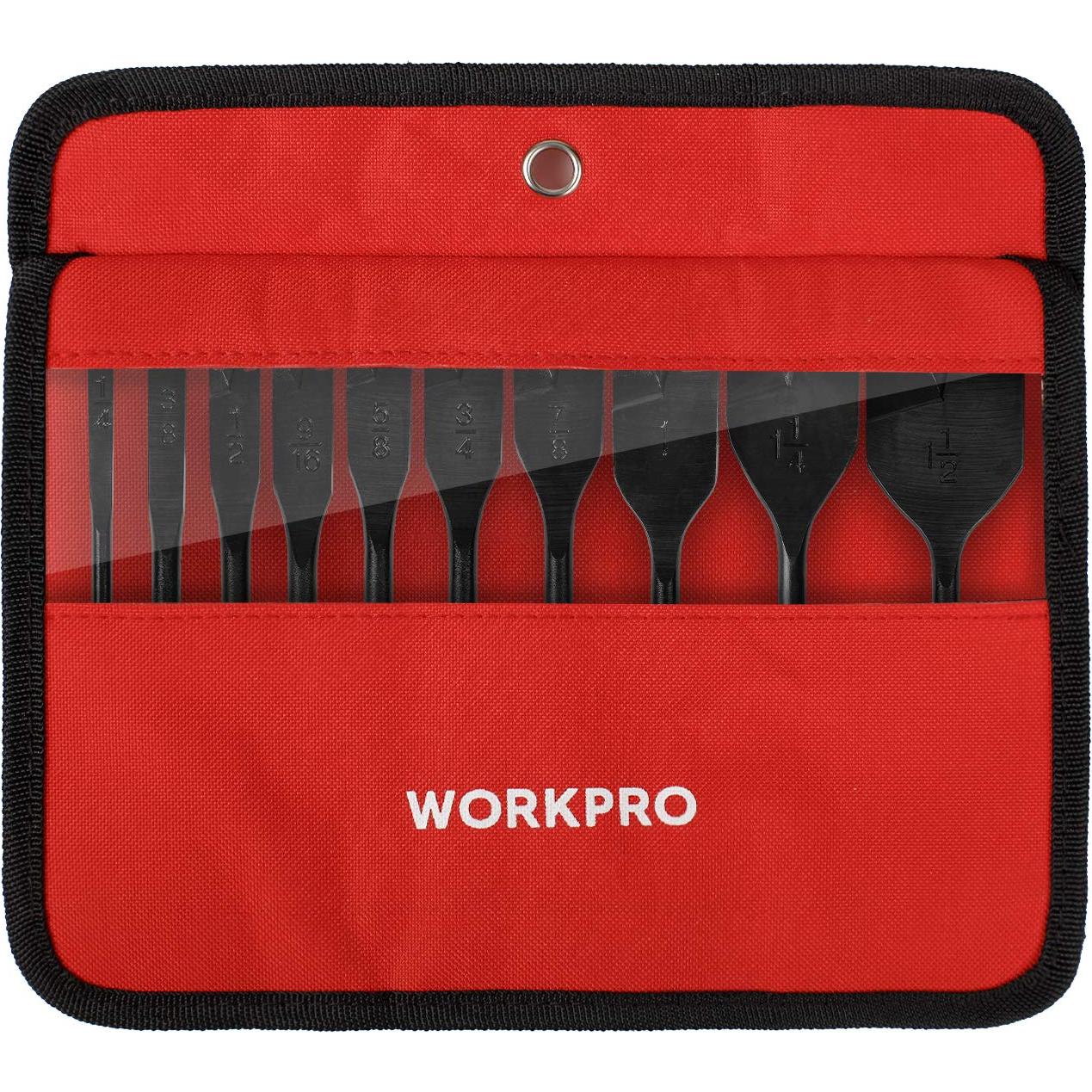 Juego de Brocas de Espada WORKPRO 10 Piezas Acero Carbono