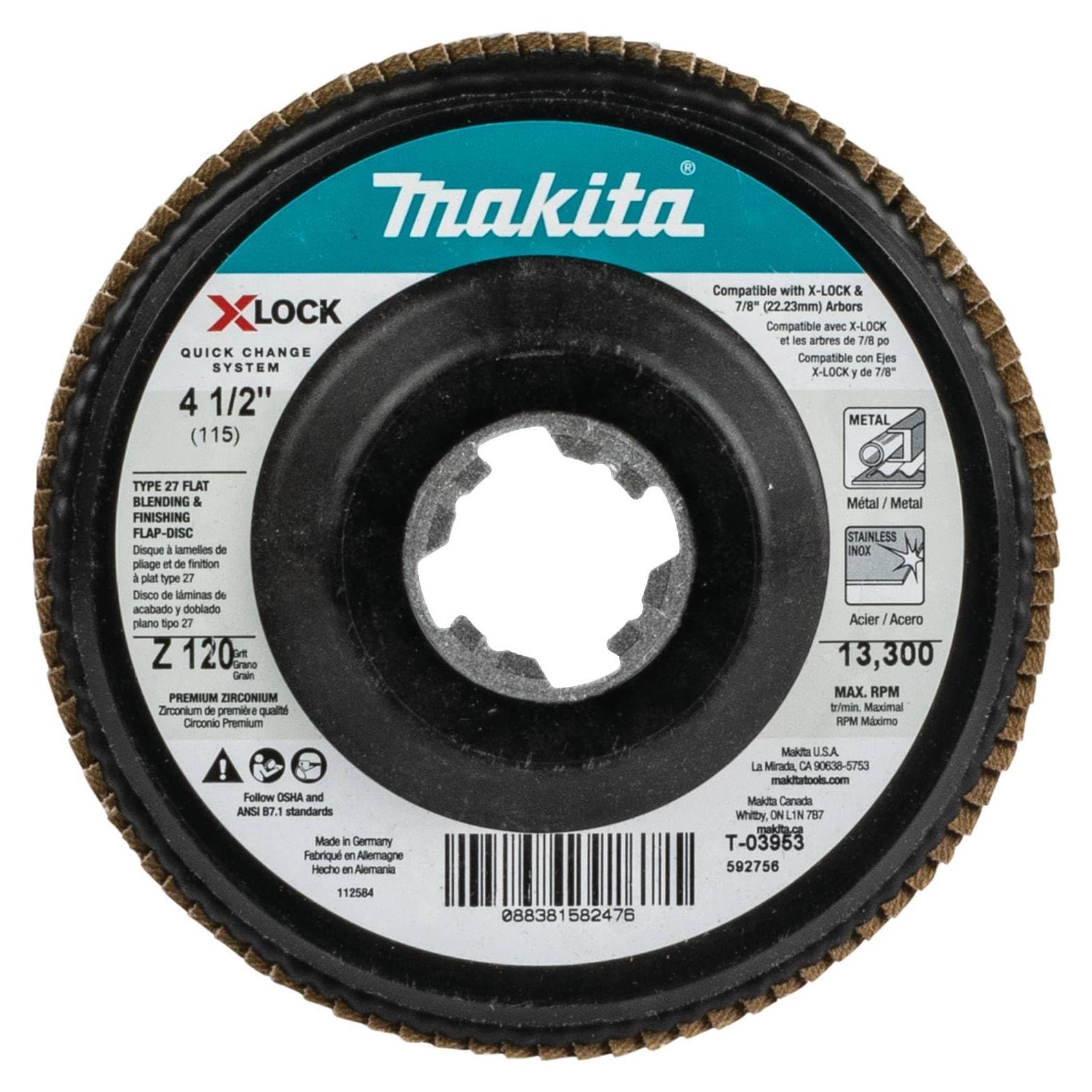 Disco de Aletas Makita T-03953 4-1/2" 120 Grano X-Lock