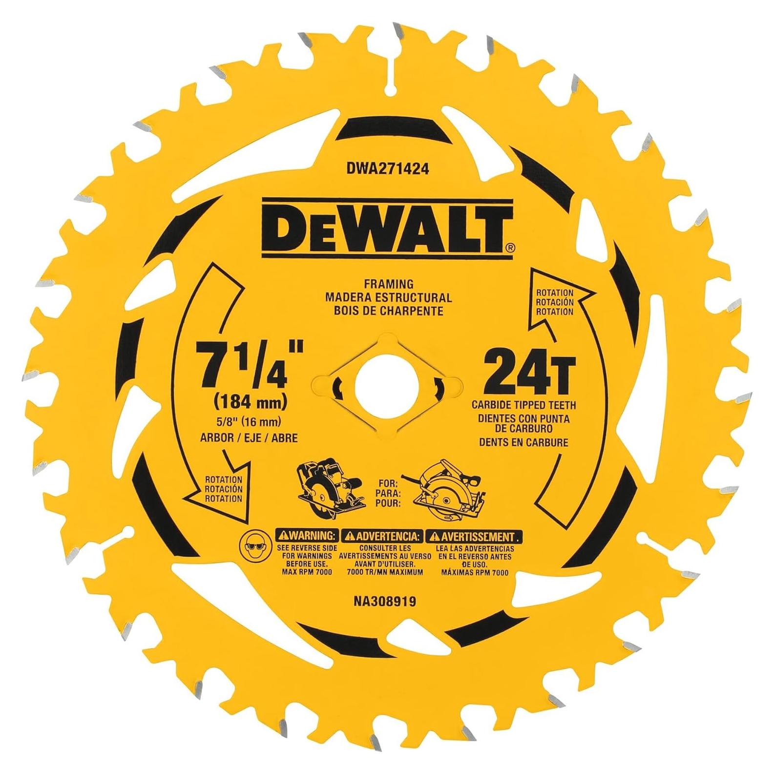 Sierra Circular DEWALT 7-1/4" 24 Dientes Carburo - 3 Piezas