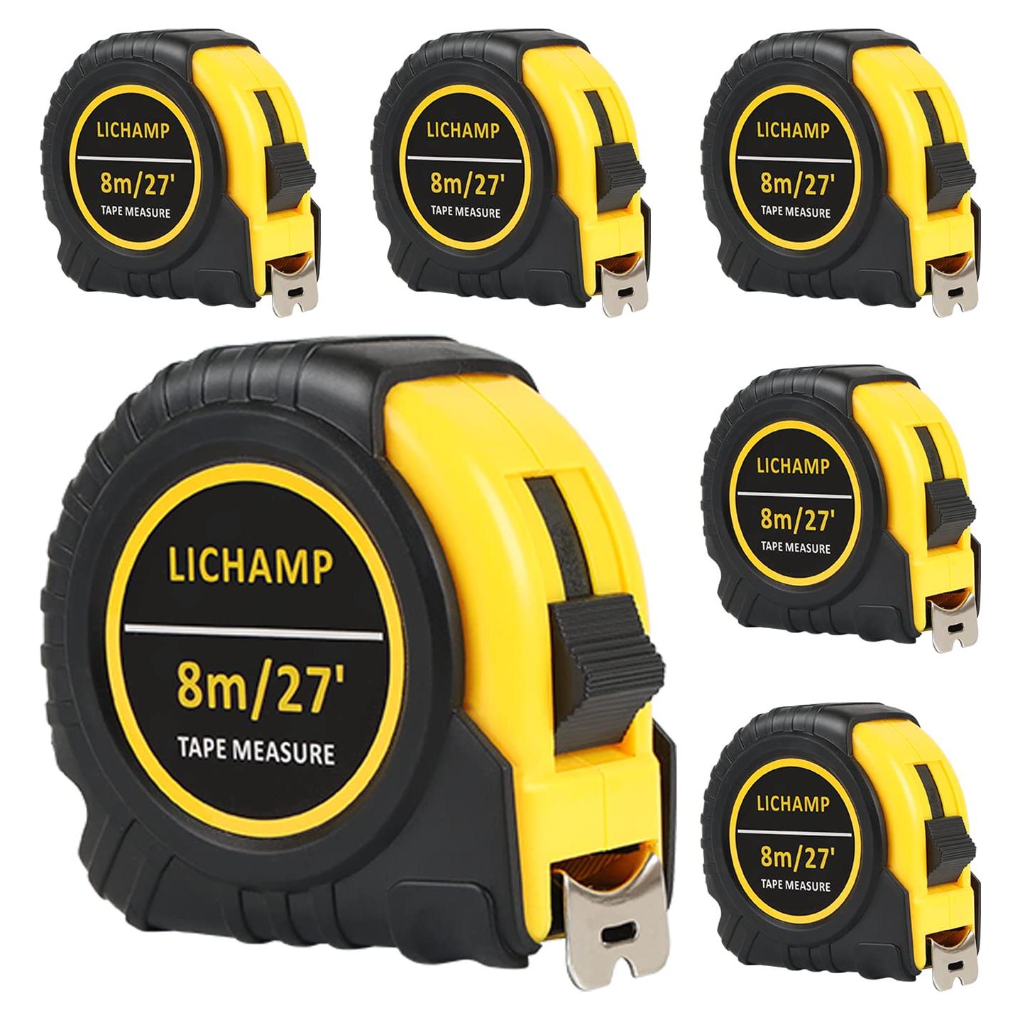 Cinta Métrica Lichamp 27FT (8M) Doble Escala 6 Piezas